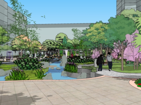 Park landscape SU model Modelo 3D