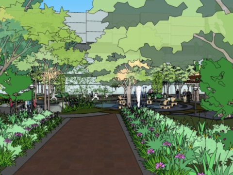 Park landscape SU model Modelo 3D