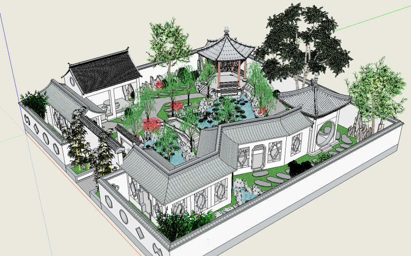 Sketchup model of classical garden Model 3D .c4d .max .obj .3ds .fbx .stl .blend 