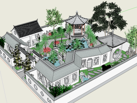 Sketchup model of classical garden 3D 模型