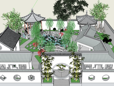 Sketchup model of classical garden Model 3D