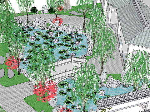 Sketchup model of classical garden Model 3D