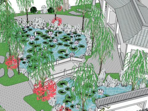 Sketchup model of classical garden 3D Model