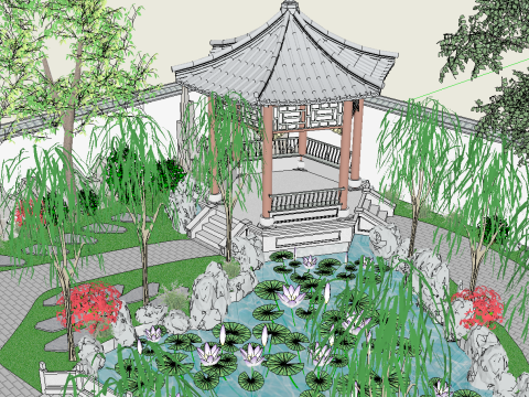 Sketchup model of classical garden Model 3D