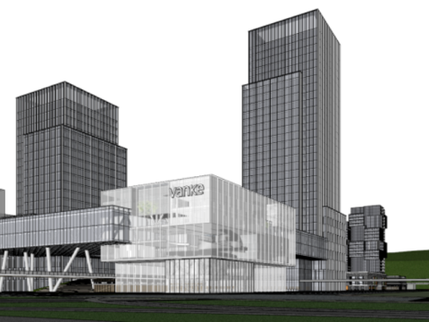 SU Model of a Smart Valley Commercial Office Concept Building in a City Model 3D