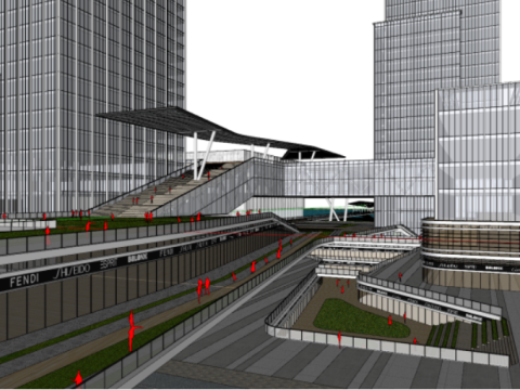 SU Model of a Smart Valley Commercial Office Concept Building in a City Model 3D