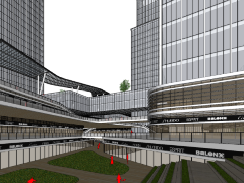 SU Model of a Smart Valley Commercial Office Concept Building in a City Model 3D