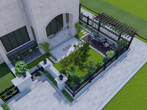 SU model of garden abroad 3D Model