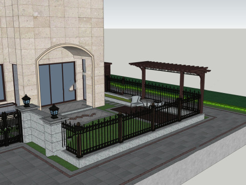 SU model of garden abroad 3D Model