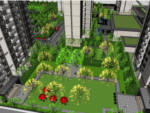 SU Модель багатоповерхового житлового будинку 3D Модель