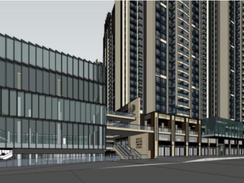SU model for high-rise residential buildings and community supporting buildings 3D 模型