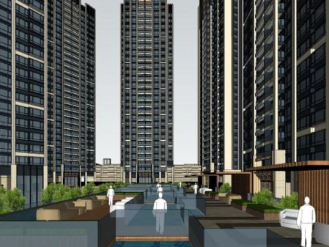 SU model for high-rise residential buildings and community supporting buildings 3D Model