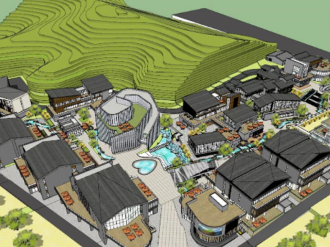 Покращена модель SU для дизайну комерційних вулиць 3D Модель