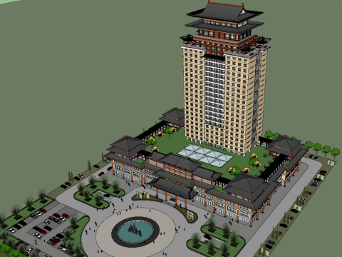 Hantang Style Hotel Plan 3D 模型