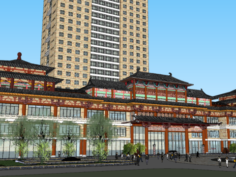 Hantang Style Hotel Plan 3Dモデル
