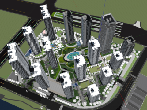 SU model of residential landscape 3D मॉडल
