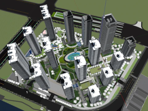 आवासीय परिदृश्य का एसयू मॉडल 3D मॉडल