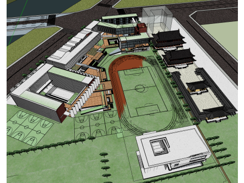SU model of nine-year school architecture 3D Model