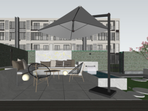 Simple FashionArt Theme Courtyard Landscape Su Model 3D Модель