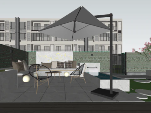 Simple FashionArt Theme Courtyard Landscape Su Model 3D Model
