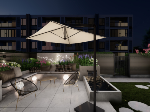 Simple FashionArt Theme Courtyard Landscape Su Model 3D Модель