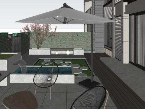 Simple FashionArt Theme Courtyard Landscape Su Model 3D Модель