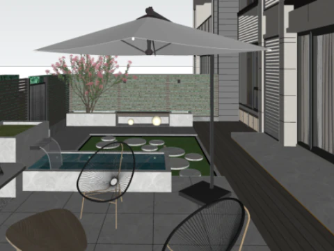 Simple FashionArt Theme Courtyard Landscape Su Model 3D Model
