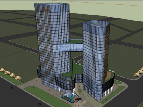 Modern style high-rise commercial and office building SU model 3D 모델