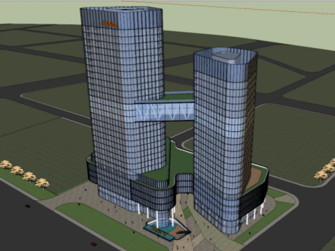 Modern style high-rise commercial and office building SU model 3D Model