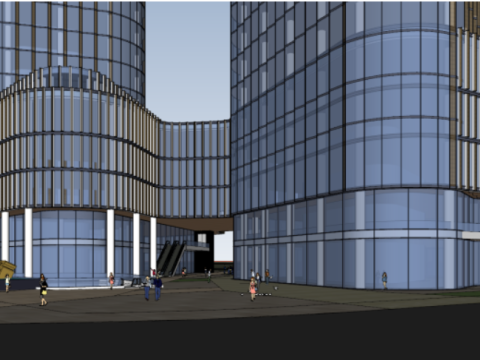 Modern style high-rise commercial and office building SU model Model 3D