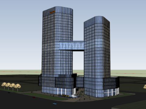 Modern style high-rise commercial and office building SU model Model 3D