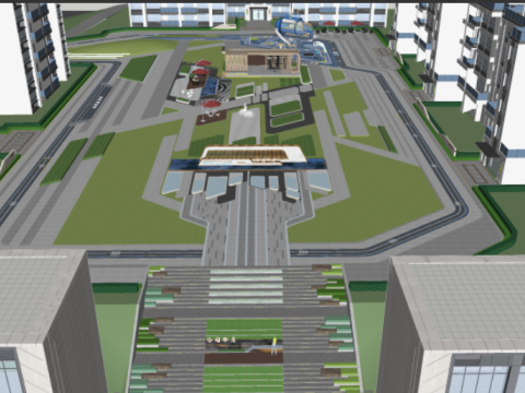 Boutique Community Residential Modern New Landscape Su Model Modello 3D