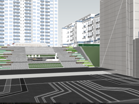 Boutique Community Residential Modern New Landscape Su Model Modello 3D