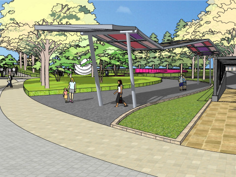 Progettazione del paesaggio del parco d'angolo su modello Modello 3D