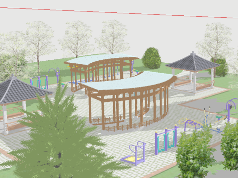 Fitness Square SketchUp Model 3D 模型