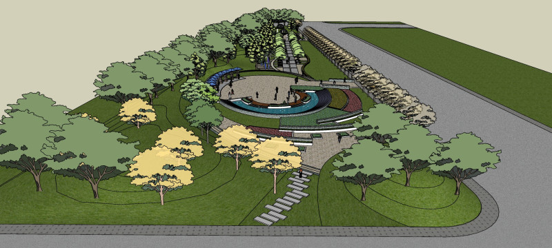 Sketchup model of landscape design for small street parks 3D 模型 .c4d .max .obj .3ds .fbx .stl .blend 