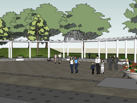 Sketchup model of landscape design for small street parks 3D 模型