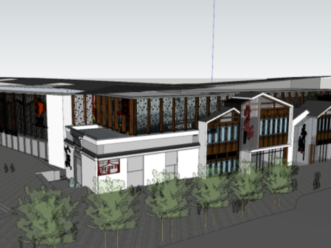 SU model of a commercial street building 3D Model