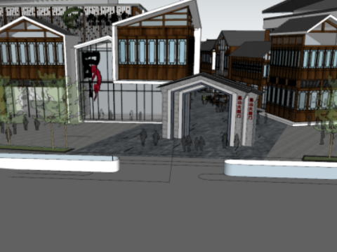 SU model of a commercial street building 3D Model