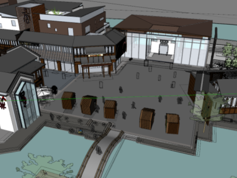 SU model of a commercial street building 3D Model