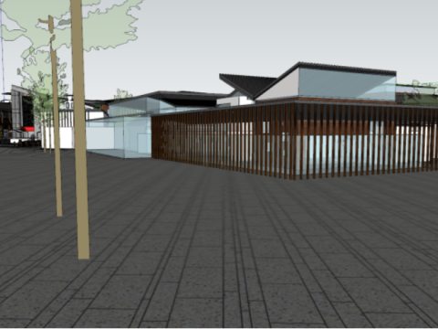 SU model of a commercial street building 3D Model
