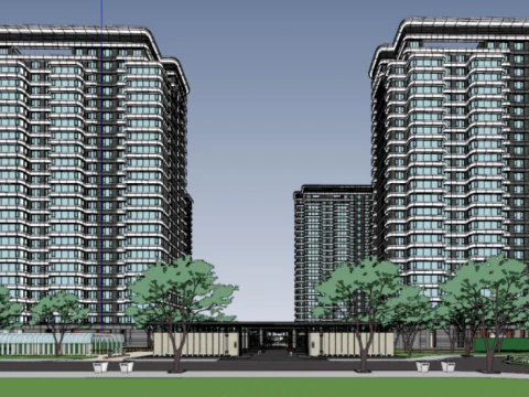SU model of modern high-rise residential buildings 3D Model