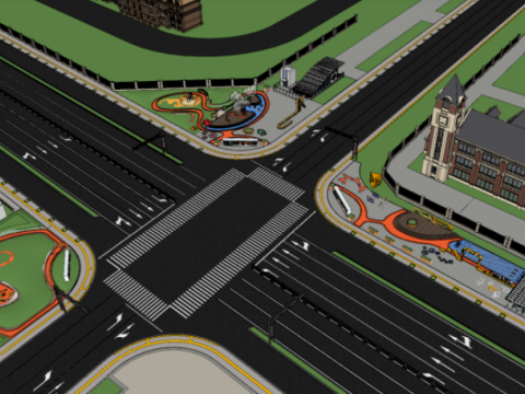 Street Green Space Municipal Park Modelo 3D