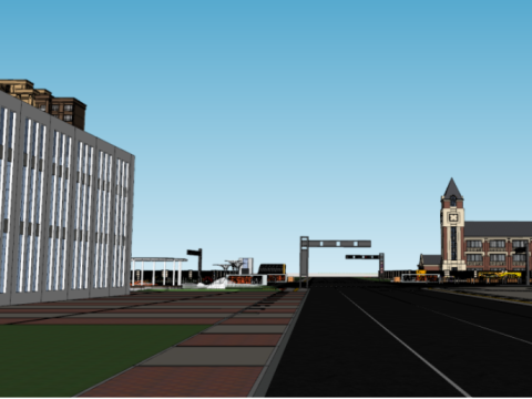 Street Green Space Municipal Park Modelo 3D