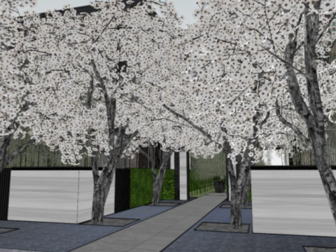 SU model of a demonstration area and a row of luxury residential buildings 3D Model