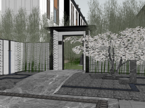 SU model of a demonstration area and a row of luxury residential buildings Modèle 3D