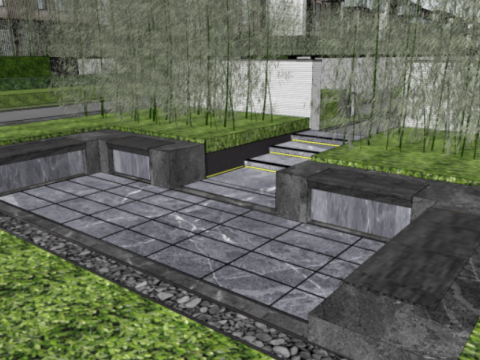 SU model of a demonstration area and a row of luxury residential buildings Modèle 3D