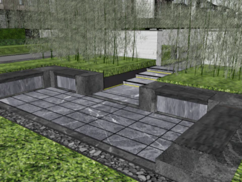 SU model of a demonstration area and a row of luxury residential buildings 3D Model