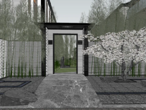 SU model of a demonstration area and a row of luxury residential buildings 3D Model