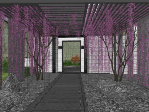 SU model of a demonstration area and a row of luxury residential buildings 3D Model